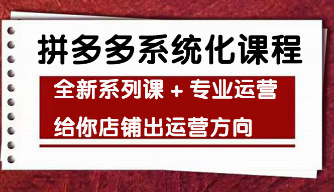 （4259期）车神陪跑，拼多多系统化课程，全新系列课+专业运营给你店铺出运营方向-夜影资源