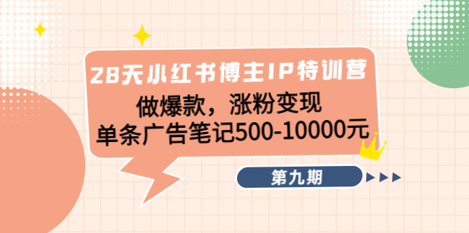 （4267期）28天小红书博主IP特训营《第9期》做爆款，涨粉变现 单条广告笔记500-10000-夜影资源