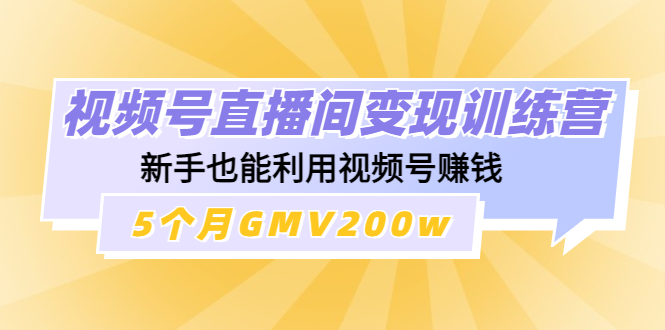 （4468期）视频号直播间变现训练营：新手也能利用视频号赚钱，5个月GMV200w-夜影资源