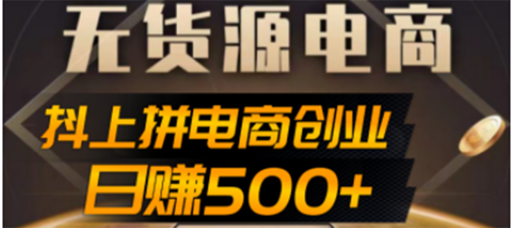 （4475期）抖上拼无货源电商创业项目、外面收费12800，日赚500+的案例解析参考-夜影资源