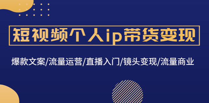 （4595期）短视频个人ip带货变现：爆款文案/流量运营/直播入门/镜头变现/流量商业-夜影资源