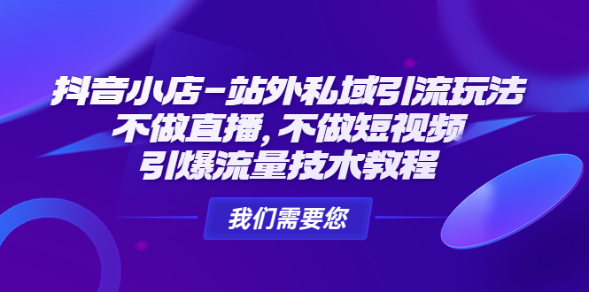 （4673期）抖音小店-站外私域引流玩法：不做直播，不做短视频，引爆流量技术教程-夜影资源