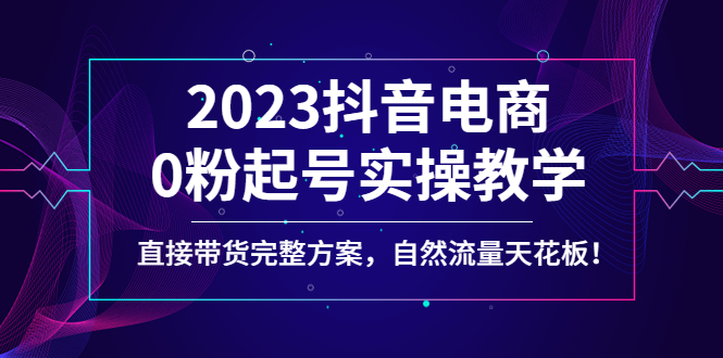 （4698期）2023抖音电商0粉起号实操教学，直接带货完整方案，自然流量天花板-夜影资源