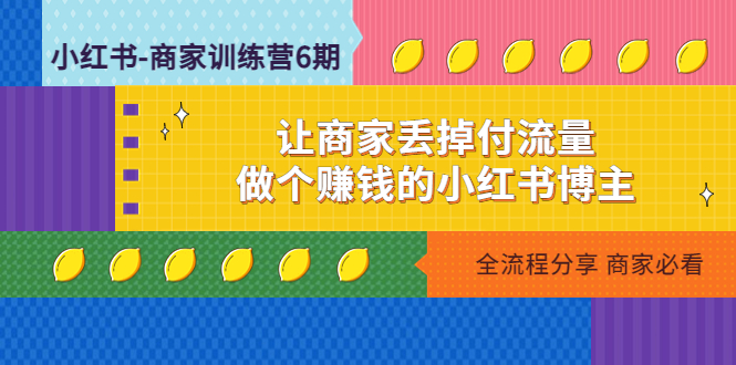 （4782期）小红书-商家训练营12期：让商家丢掉付流量，做个赚钱的小红书博主-夜影资源
