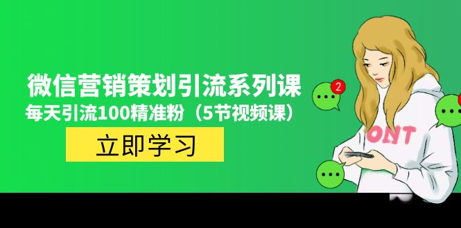 （4949期）价值百万的微信营销策划引流系列课，每天引流100精准粉（5节视频课）-夜影资源
