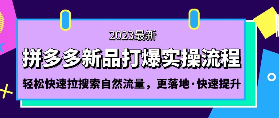 （5036期）拼多多-新品打爆实操流程：轻松快速拉搜索自然流量，更落地·快速提升!-夜影资源