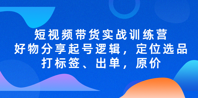 （5076期）短视频带货实战训练营，好物分享起号逻辑，定位选品打标签、出单，原价-夜影资源