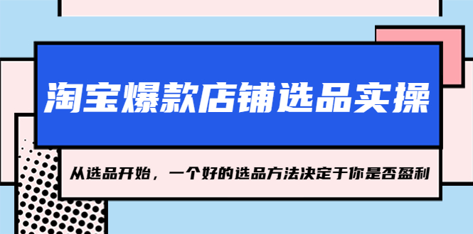 （5240期）淘宝爆款店铺选品实操，2023从选品开始，一个好的选品方法决定于你是否盈利-夜影资源