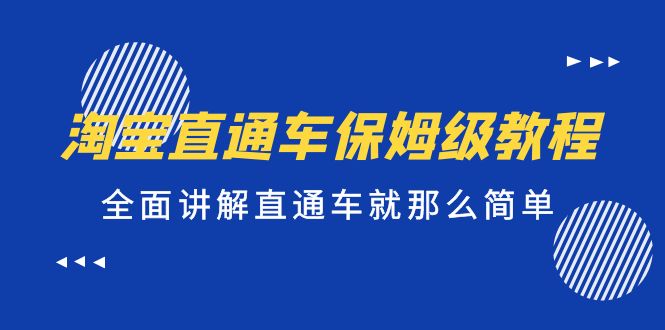 （5328期）淘宝直通车保姆级教程，全面讲解直通车就那么简单！-夜影资源