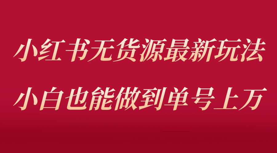 （5646期）小红书无货源最新螺旋起号玩法，电商小白也能做到单号上万（收费3980）-夜影资源