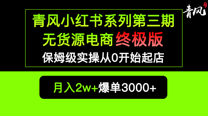 （5723期）小红书无货源电商爆单终极版【视频教程+实战手册】保姆级实操从0起店爆单-夜影资源