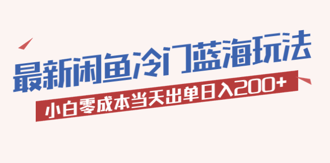 （5903期）2023最新闲鱼冷门蓝海玩法，小白零成本当天出单日入200+-夜影资源