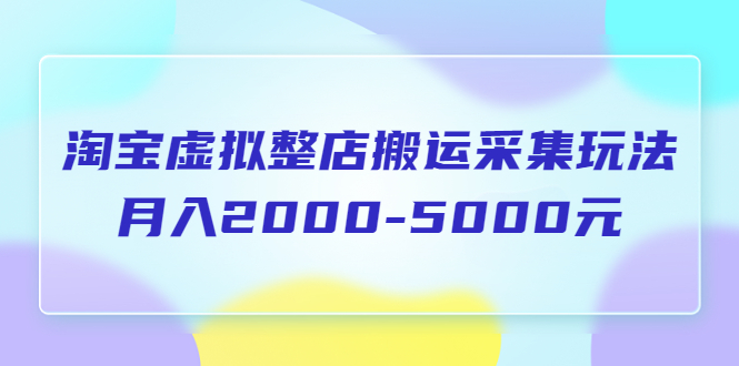 （5931期）淘宝虚拟整店搬运采集玩法分享课：月入2000-5000元（5节课）-夜影资源