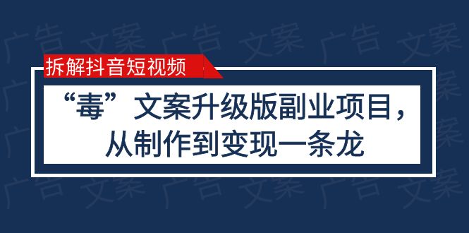 （6123期）拆解抖音短视频：“毒”文案升级版副业项目，从制作到变现（教程+素材）-夜影资源