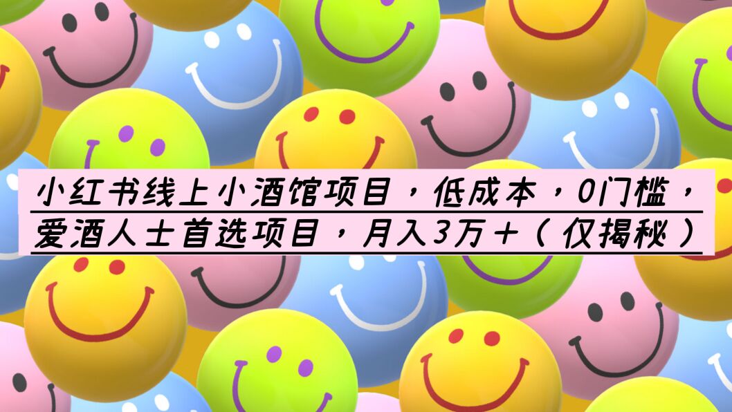 （6132期）小红书线上小酒馆项目，低成本，0门槛，爱酒人士首选项目，月入3万＋-夜影资源