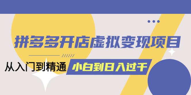 （6169期）拼多多开店虚拟变现项目：入门到精通 从小白到日入1000（完整版）6月13更新-夜影资源