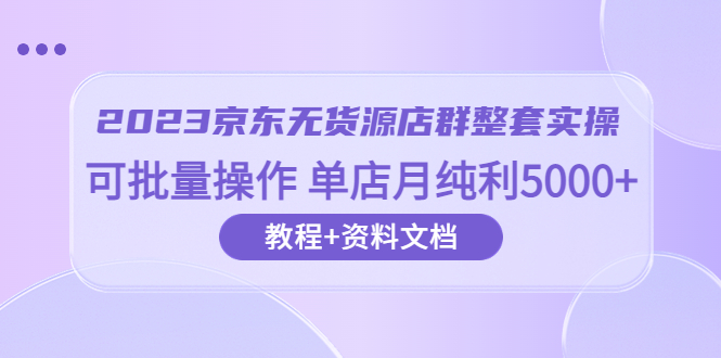 （6223期）2023京东-无货源店群整套实操 可批量操作 单店月纯利5000+63节课+资料文档-夜影资源