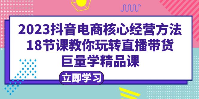 （6309期）2023抖音电商核心经营方法：18节课教你玩转直播带货，巨量学精品课-夜影资源