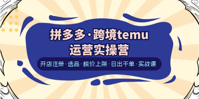 （6319期）拼多多·跨境temu运营实操营：开店注册·选品·核价上架·日出千单·实战课-夜影资源