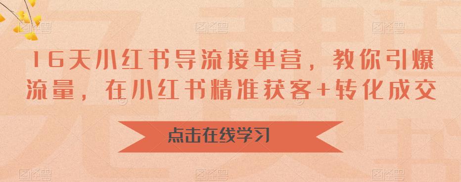 （6523期）16天-小红书 导流接单营，教你引爆流量，在小红书精准获客+转化成交-夜影资源