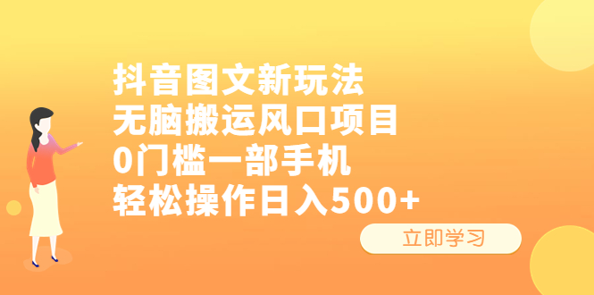 （6527期）抖音图文新玩法，无脑搬运风口项目，0门槛一部手机轻松操作日入500+-夜影资源