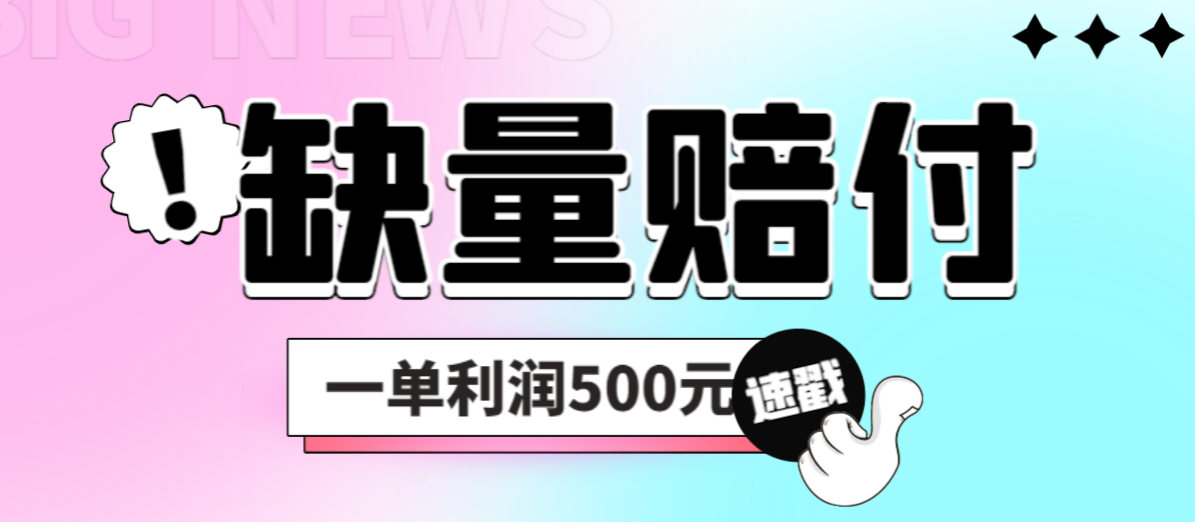 （6625期）最新多平台缺量赔付玩法，简单操作一单利润500元-夜影资源