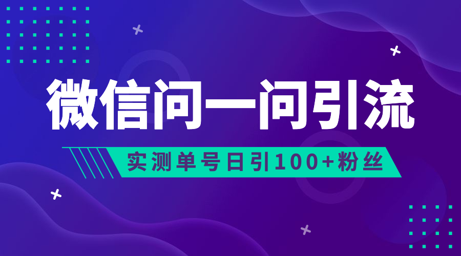 （6678期）流量风口：微信问一问，可引流到公众号及视频号，实测单号日引流100+-夜影资源