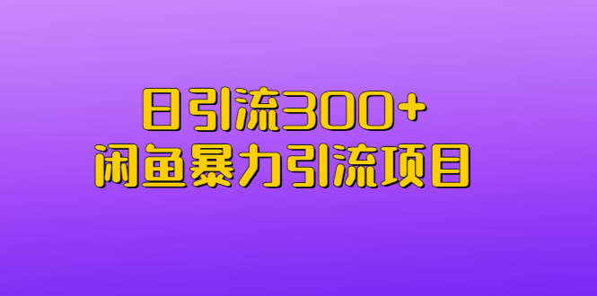 （6694期）日引流300+闲鱼暴力引流项目-夜影资源