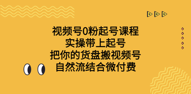 （6749期）视频号0粉起号课程 实操带上起号 把你的货盘搬视频号 自然流结合微付费-夜影资源
