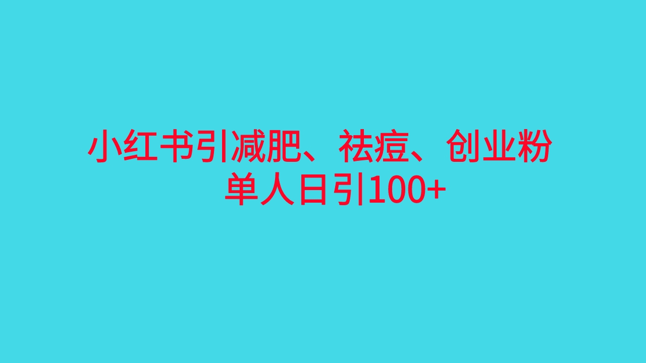（6799期）小红书精准引流，减肥、祛痘、创业粉单人日引100+（附软件）-夜影资源