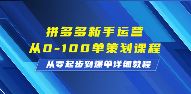 （6920期）拼多多新手运营从0-100单策划课程，从零起步到爆单详细教程-夜影资源
