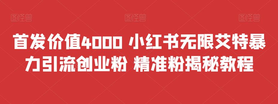 （6982期）首发价值4000 小红书无限艾特暴力引流创业粉 精准粉揭秘教程-夜影资源