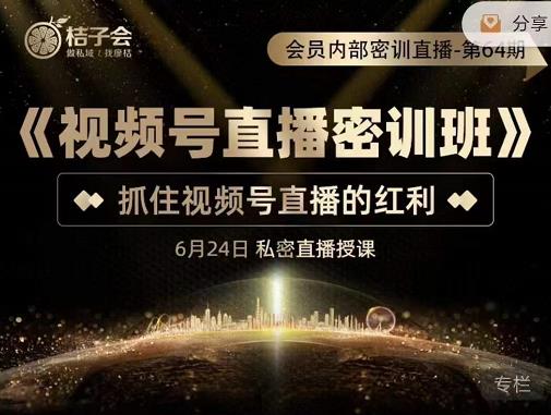 桔子会《视频号直播密训班》，抓住视频号直播的红利 价值12800-夜影资源