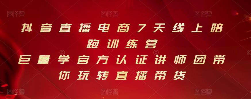 抖音直播电商7天线上陪跑训练营，巨量学官方认证讲师团带你玩转直播带货-夜影资源