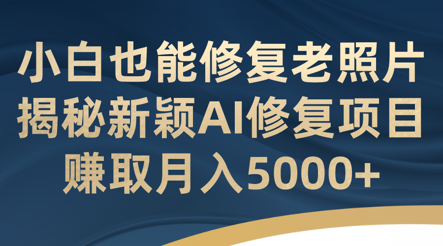 （7072期）小白也能修复老照片！揭秘新颖AI修复项目，赚取月入5000+-夜影资源