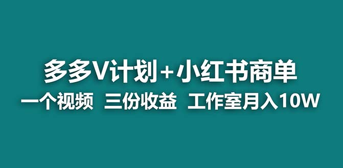 （7099期）【蓝海项目】多多v计划+小红书商单 一个视频三份收益 工作室月入10w打法-夜影资源