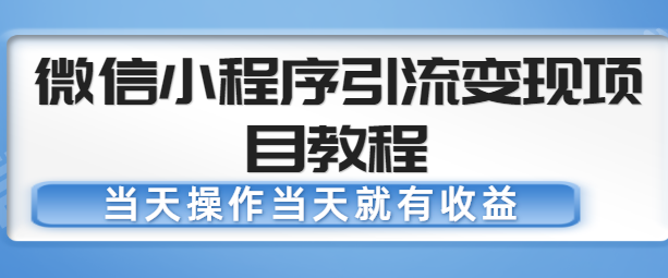 微信小程序引流变现项目教程，当天操作当天就有收益，变现不再是难事-夜影资源