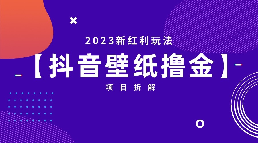 [抖音快手]2023新红利玩法，抖音壁纸撸金项目拆解-夜影资源