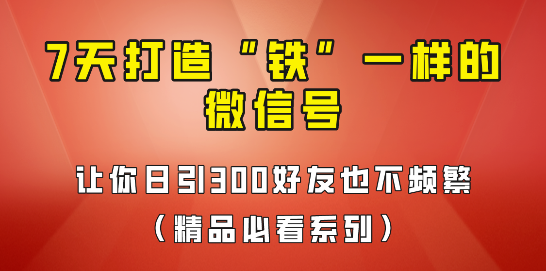 [引流变现]7天养出“铁”一样的微信号，日引300粉不频繁，方法价值880元！-夜影资源