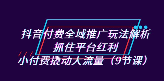 （7160期）抖音付费全域推广玩法解析：抓住平台红利，小付费撬动大流量（9节课）-夜影资源