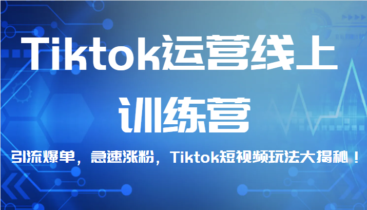Tiktok运营线上训练营，引流爆单，急速涨粉，Tiktok短视频玩法大揭秘！-夜影资源