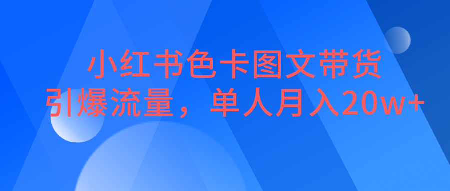 小红书色卡图文带货，引爆流量，单人月入20W+-夜影资源