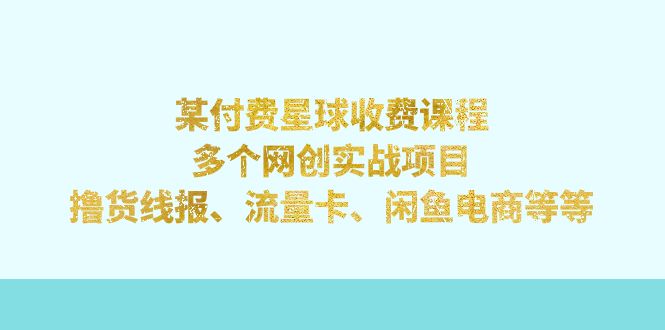 （7199期）某付费星球课程：多个网创实战项目，撸货线报、流量卡、闲鱼电商等等-夜影资源