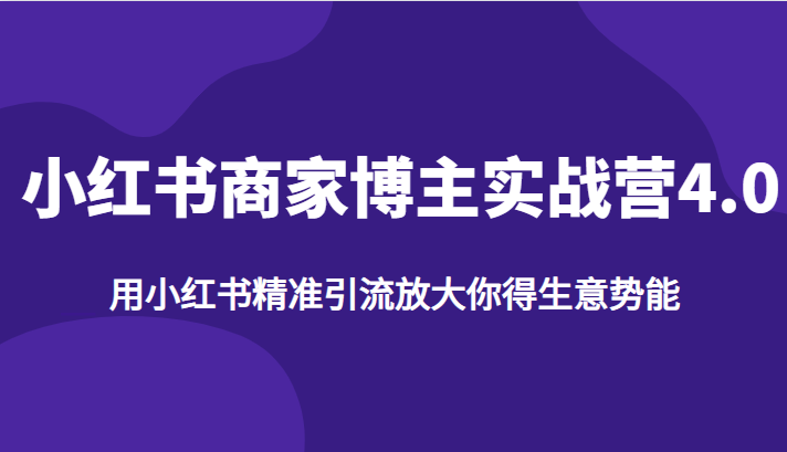 小红书商家博主实战营4.0，用小红书精准引流放大你得生意势能-夜影资源