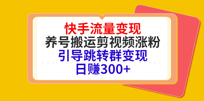 快手流量变现，养号搬运剪视频涨粉，引导跳转群变现日赚300+-夜影资源