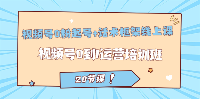 （7269期）视频号·0粉起号+话术框架线上课：视频号0到1运营培训班（20节课）-夜影资源