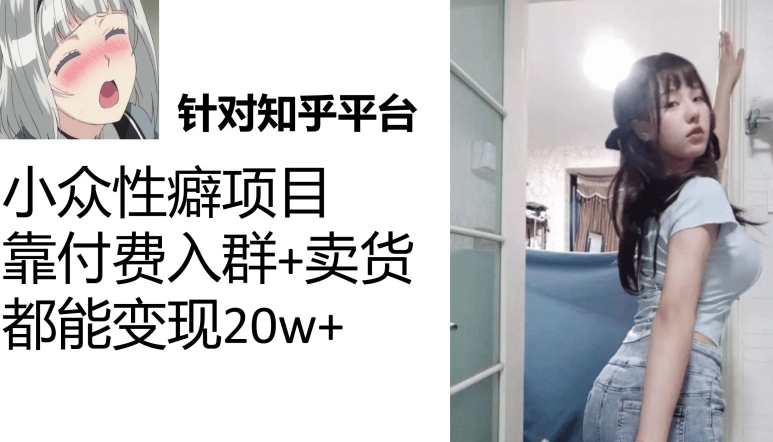 （7291期）知乎小众性癖项目，Lsp的钱才是最好赚的，付费建群+卖货变现20w-夜影资源