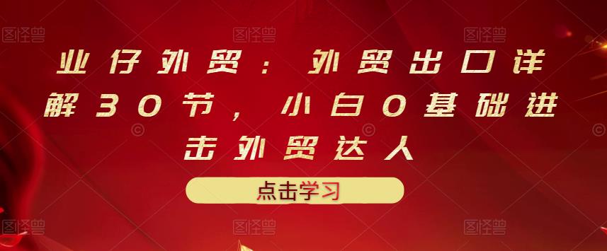业仔外贸：外贸出口详解30节，小白0基础进击外贸达人 价值666元-夜影资源
