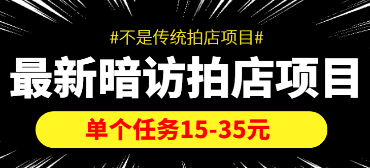最新暗访拍店信息差项目，单个任务15-35元（不是传统拍店项目）-夜影资源