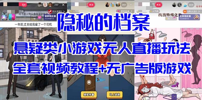 （7335期）抖音爆火的悬疑解谜小游戏【隐秘的档案】无人直播玩法【教程+游戏+工具】-夜影资源